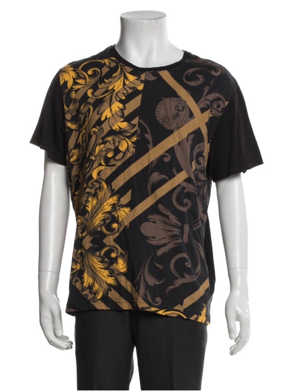 Versace Jeans Collection Black & Gold Baroque Print Short Sleeve Tee